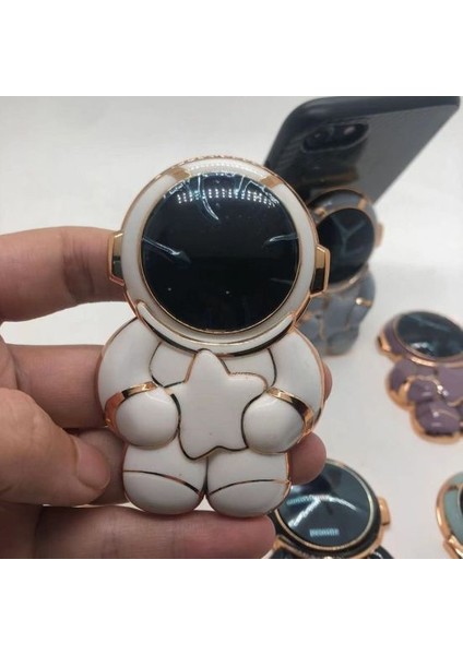 Uzay Yıldızlı Astronot Figürlü Telefon Yada Kılıf Arkasına Yapışabilen Cep Telefonu Standı