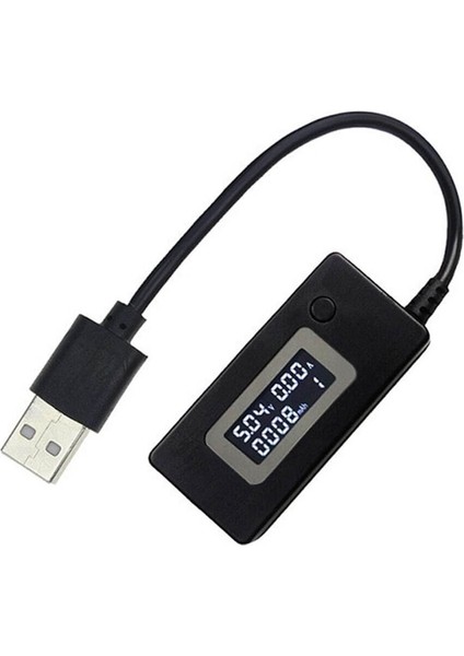 Dc 3-7V USB Voltmetre Ampermetre Voltaj Amper Güç Ölçer Multimetre - Mikro USB Girişli Kablolu