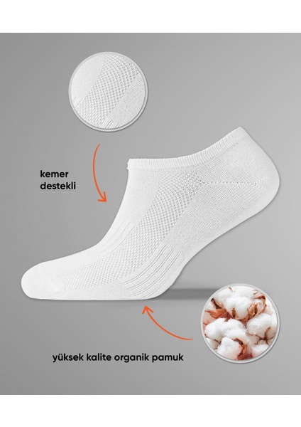 Kadın ve Erkek 6 Lı Spor Ayakkabı Çorabı Sneaker Siyah Beyaz Organik Pamuklu Patik Çorap modelleri