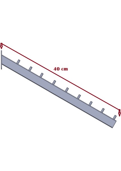10 Adet Duvara Monte Eğimli Askılık 40 cm