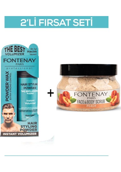 Pudra Toz Wax Mavi 20 gr + Face And Body Peeling Scrub Yüz Maskesi Şeftali 350 ml 2'li Set