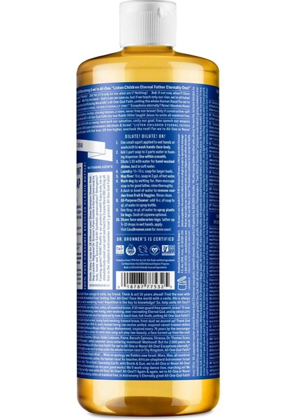 Dr.bronner's Çok Amaçlı Sıvı Sabun Nane Kokulu 946ML fiyatları