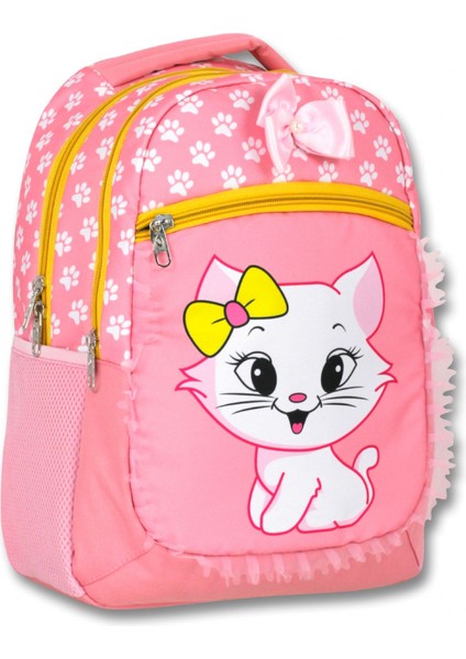 Cennec Pembe Sarı Sevimli Kedi Üç Gözlü Ilkokul Okul Sırt Çantası - Kız Çocuk