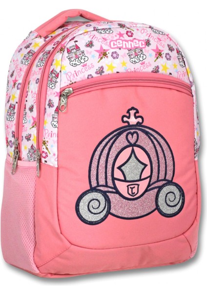 Cennec Üç Bölmeli Pembe Prenses Ilkokul Okul Sırt Çantası - Kız Çocuk