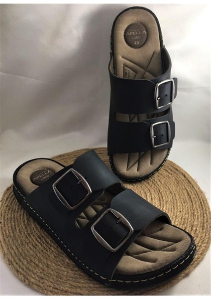 Büyük Numara Yumuşak Deri Ortopedik ve Hafif Taban Çift Toka Ayarlanabilir Erkek Terliği fiyatları