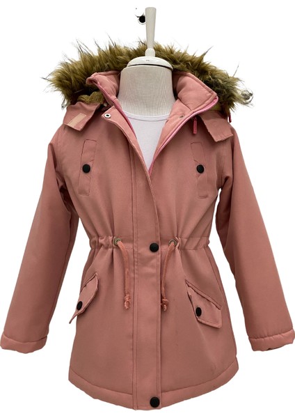 Peluş Astarlı Içi Kürklü Çıkartılabilir Kapüşonlu Kız Çocuk Kışlık Mont KABAN-MNT-0005 modelleri