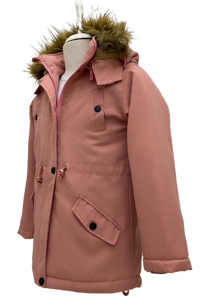 Peluş Astarlı Içi Kürklü Çıkartılabilir Kapüşonlu Kız Çocuk Kışlık Mont KABAN-MNT-0005 fırsatları