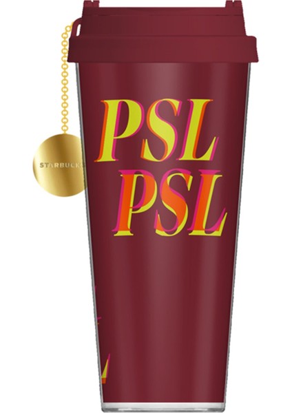 ® Psl Desenli Aksesuarlı Plastik Termos - Bordo - 473 ml - 11146106