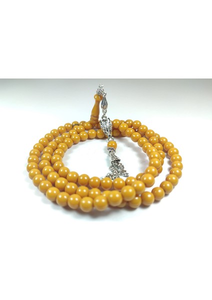 Kurt Başlı Alman Gümüş Püskül Kombinli Sıkma Kehribar