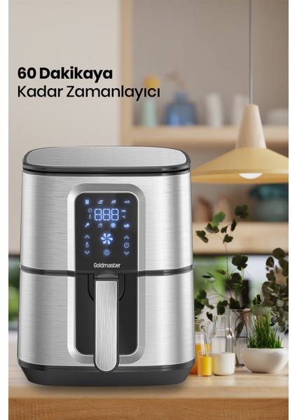 Vena 7 Litre Inox Geniş Hazneli Xxl Dokunmatik 8 Ön Ayarlı Airfryer Sıcak Hava Fritözü GM8404