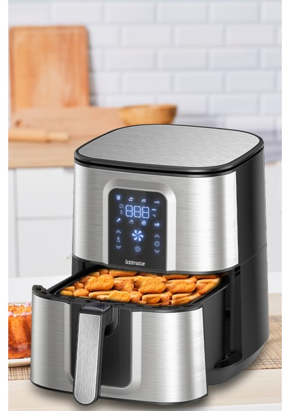 Vena 7 Litre Inox Geniş Hazneli Xxl Dokunmatik 8 Ön Ayarlı Airfryer Sıcak Hava Fritözü GM8404