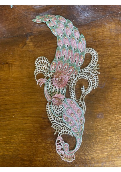 34X15 cm Nakış Işleme Çiçekli Aplike Arma Yma Dikiş Hoi Aksesuarı