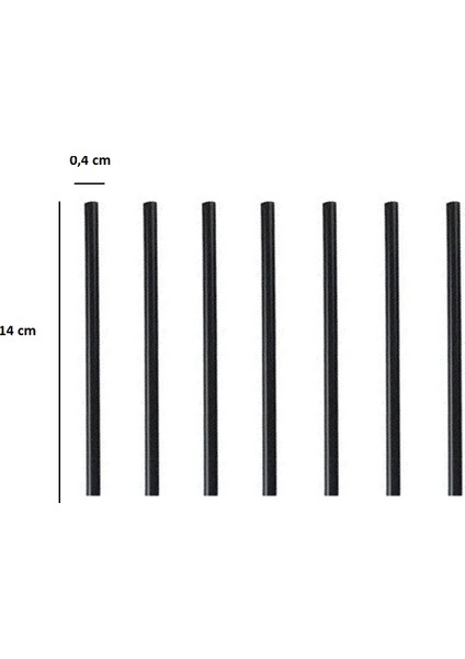 Yusuf Dirik YD Party Supplies Siyah Ince Kokteyl Pipeti Kıl Pipet 300 Adet 14 cm 4 mm