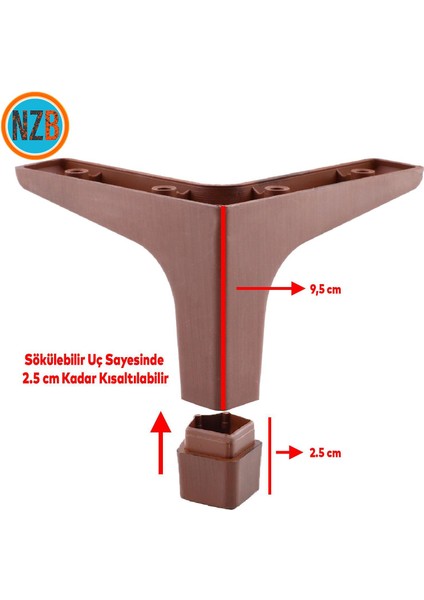 Mobilya Kanepe Çekyat Sehpa Tv Ünitesi Koltuk Ayağı 12 cm Ceviz Baza Ayak indirimleri