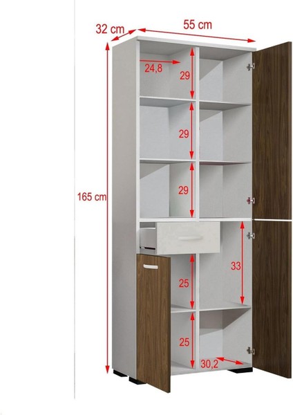 Modilayn Afra 3 Kapak 1 Çekmeceli Beyaz Çok Amaçlı Dolap