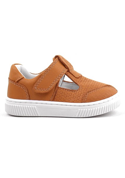 Bheem Hakiki Deri Turuncu Cırtlı Bebek Sneaker Sandalet