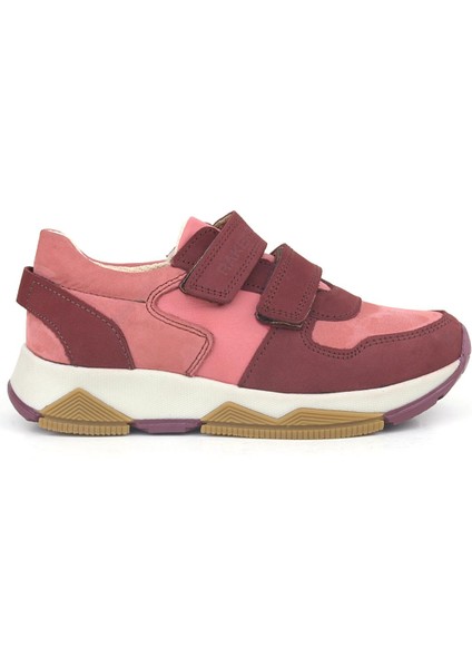 Hakiki Deri Bordo Pembe Kız Çocuk Sneakers Spor Ayakkabı
