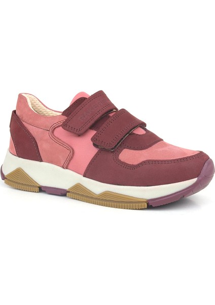 Hakiki Deri Bordo Pembe Kız Çocuk Sneakers Spor Ayakkabı