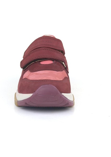 Hakiki Deri Bordo Pembe Kız Çocuk Sneakers Spor Ayakkabı
