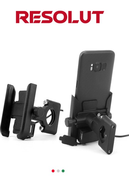 Motosiklet Telefon Tutucu USB Şarjlı Alüminyum Alaşım Gidon Bağlantılı modelleri