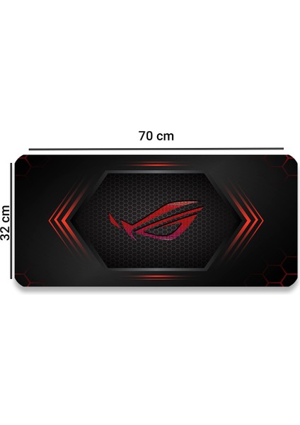 SonicTouch Asus ROG (Republic OF Gamers) Kırmızı Kaydırmaz Gaming Oyuncu Masaüstü Dikişsiz Klavye Pad 32x70cm