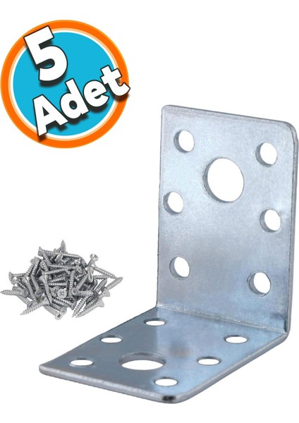 Mobilya Dolap Köşe Bağlantı Sabitleme L Demir Köşebent Gönye 50X50X35 mm (5 Adet)