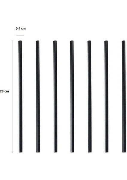 Yusuf Dirik YD Party Supplies Siyah Ince Kokteyl Pipeti Kıl Pipet Takribi 300 Adet 23 cm 4 mm