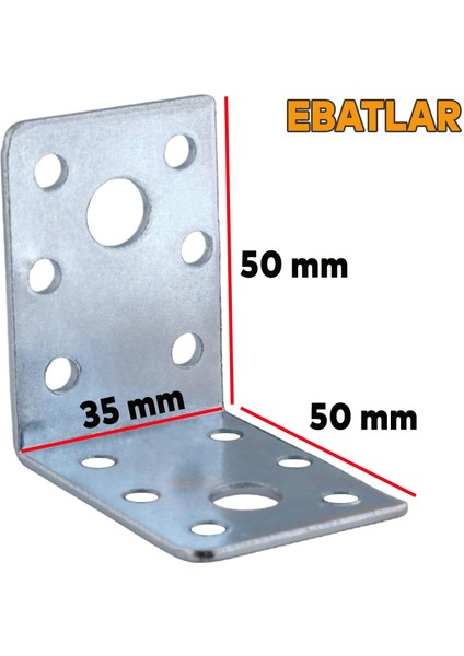 Mobilya Dolap Köşe Bağlantı Sabitleme L Demir Köşebent Gönye 50X50X35 mm (10 Adet)