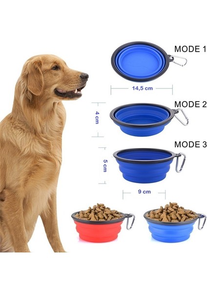 Katlanabilir Evcil Hayvan Mama/su Kasesi Silikon Katlanabilir Köpek Mama Kasesi (350 Ml) (Mavi) fiyatları