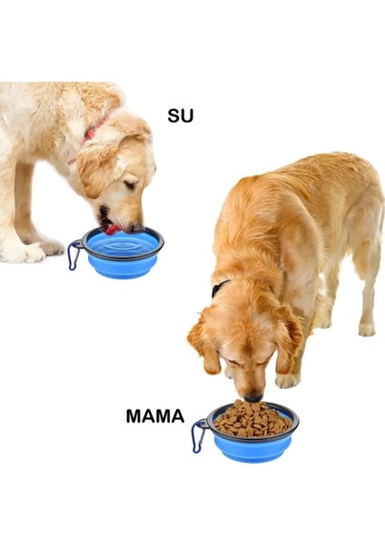 Katlanabilir Evcil Hayvan Mama/su Kasesi Silikon Katlanabilir Köpek Mama Kasesi (350 Ml) (Mavi) modelleri