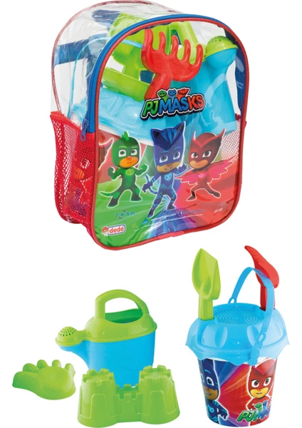 Sırt Çantalı 8 Parça Pj Masks Plaj Deniz Kum Kovası Kova Seti Pijamaskeliler Lisanslı Oyuncak 03502