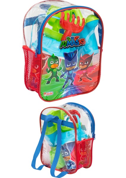 Sırt Çantalı 8 Parça Pj Masks Plaj Deniz Kum Kovası Kova Seti Pijamaskeliler Lisanslı Oyuncak 03502