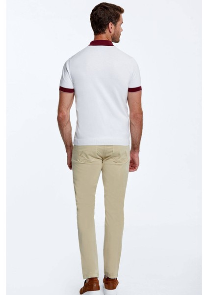 Baklava Desenli Saf Pamuk Kırık Beyaz Triko Polo indirimleri
