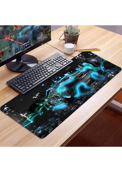SonicTouch Fütüristik Desenli Kaydırmaz Gaming Oyuncu Masaüstü Dikişsiz Klavye Pad/ped 32X70cm
