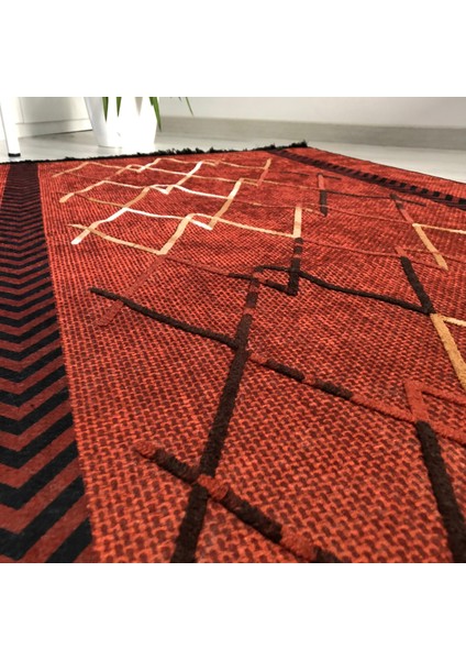 Turuncu Ok Bordürlü Dekoratif Kilim