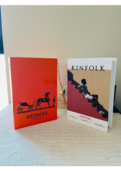 Dekoratif Kutu Hermes Turuncu & Kinfolk Kiremit Dekoratif Kitap Kutusu