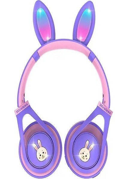 Bugs Bunny Tavşan Kulaklık Bluetooth Mikrofonlu Renkli LED Işıklı Rabbit Kulaklık