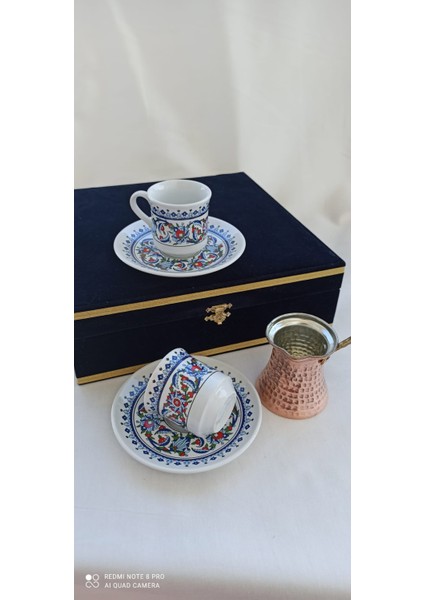 Kadife Kutulu Bakır Cezveli Ikili Porselen Fincan Takımı modelleri