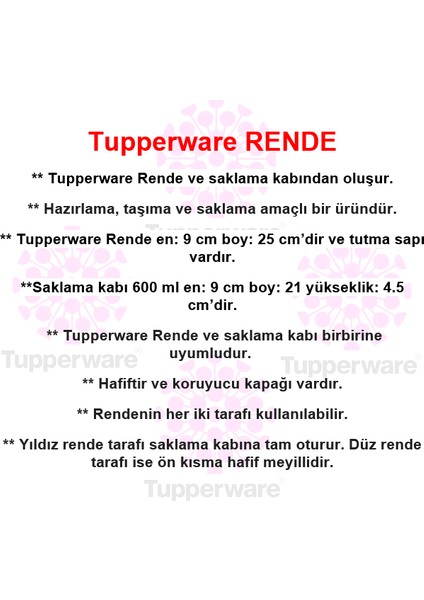 Rende Yıldız Hazneli Rende Pembe fırsatları