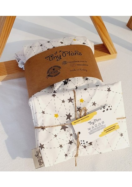 %100 Pamuklu Yıldız Desen Lastikli Bebek & Çocuk Çarşaf - Yastık Kılıfı Takımı