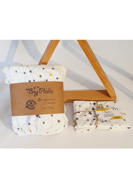 %100 Pamuklu Yıldız Desen Lastikli Bebek & Çocuk Çarşaf - Yastık Kılıfı Takımı modelleri