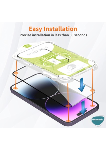 Apple iPhone 14 Pro Magic Uygulama Aparatlı Tam Kapatan Ekran Koruyucu Siyah