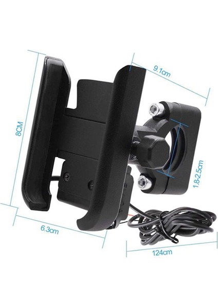 Motosiklet Telefon Tutucu USB Şarjlı Alüminyum Alaşım Gidon ve Ayna Bağlantılı modelleri
