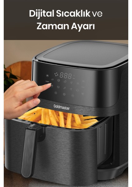 Palmi Sıcak Tutma Özellikli 7 Litre Geniş Xxl Dokunmatik 10 Ön Ayarlı Airfryer Sıcak Hava Fritözü