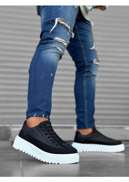 BA0801 Boa Yüksek Taban Siyah Paraşüt Kumaş Cilt Detaylı Erkek Ayakkabı modelleri