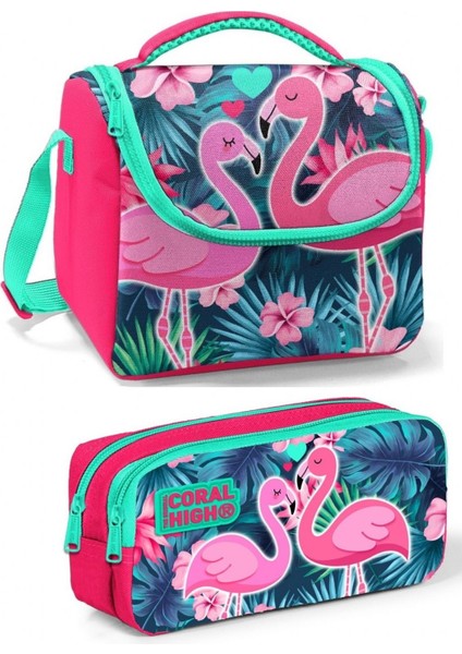 Flamingo Baskılı Beslenme Okul Çantası Kalemlik + Matara modelleri