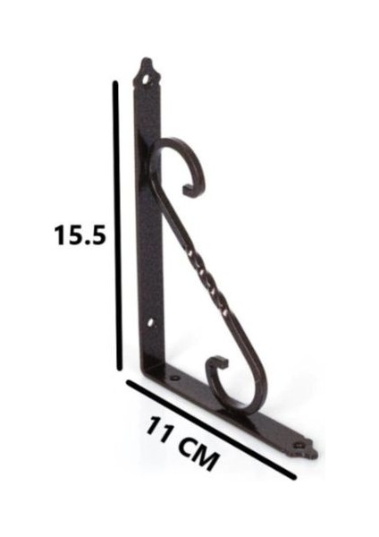 4 Adet Renk Seçenekli Siyah 15.5X11 Ferforje Raf Altı Metal L Ayak