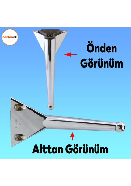 Gonca Lüks Mobilya Kanepe Sehpa Tv Ünitesi Koltuk Ayağı 23 Cm Krom Renk Baza Ayakları