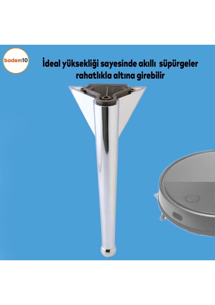 Gonca Lüks Mobilya Kanepe Sehpa Tv Ünitesi Koltuk Ayağı 23 Cm Krom Renk Baza Ayakları