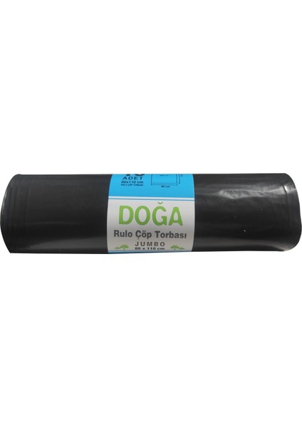 Doğa Jumbo Boy Siyah Çöp Torbası Poşeti 300 gr 90 Litre 80 x 110 cm 10 Adetlik 5 Rulo